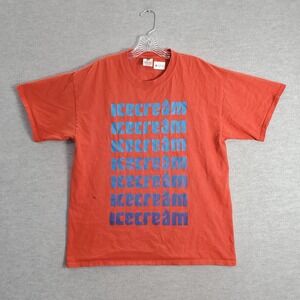 Ice Cream Men Shirt Large Red Logo Graphic Print Ombre Short Sleeve Tee READ